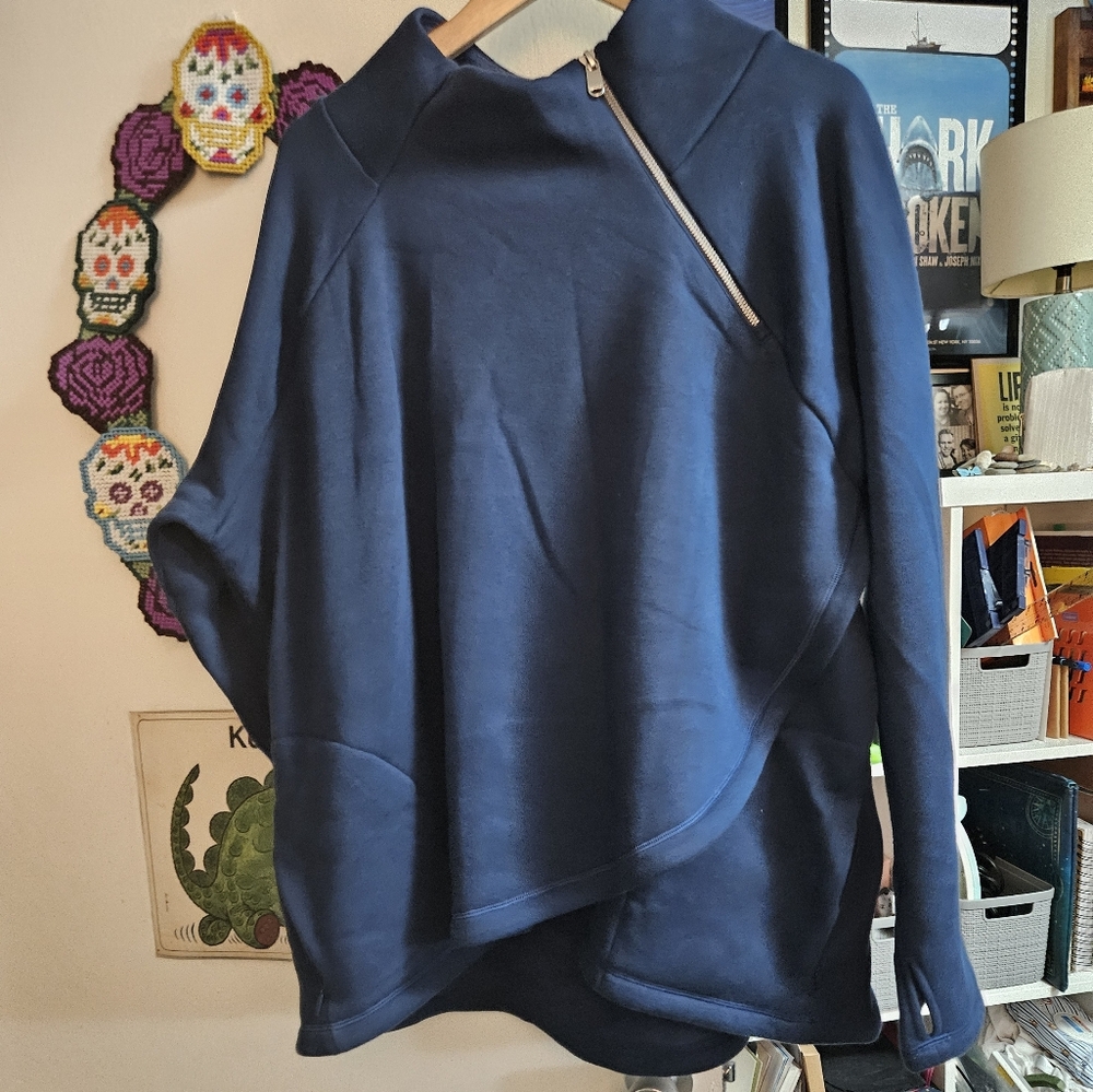 Athleta Cozy Karma Asym Pullover Navy 2X